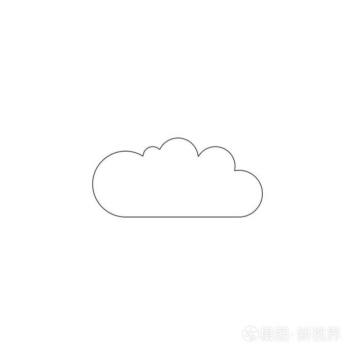 云. 简单的平面矢量图标插图. 轮廓线符号可编辑笔画