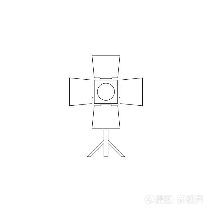 聚光灯. 简单的平面矢量图标插图. 轮廓线符号可编辑笔画