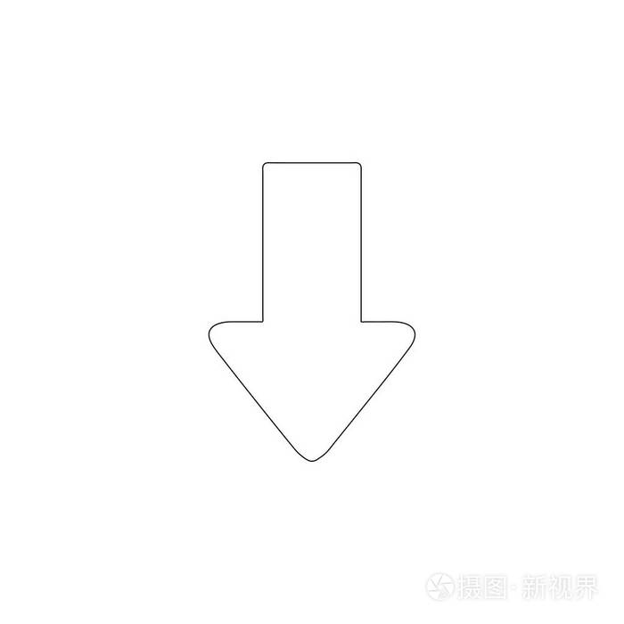 向下箭头.简单的平面矢量图标说明.轮廓线符号-可编辑