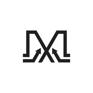 字母m简单几何箭头标志矢量