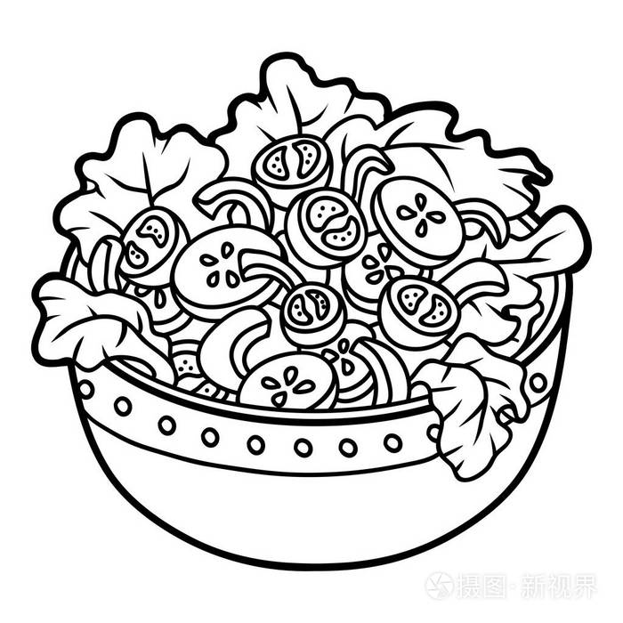 儿童蔬菜色拉碗着色书