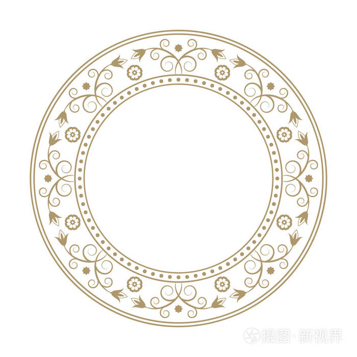 装饰圆形框架设计抽象花卉图案. 圈框. 模板向量.