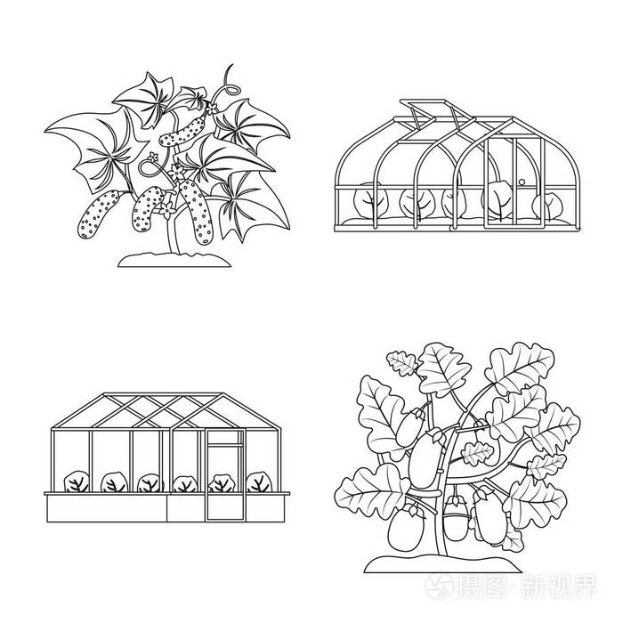 一套温室和花园股票符号的