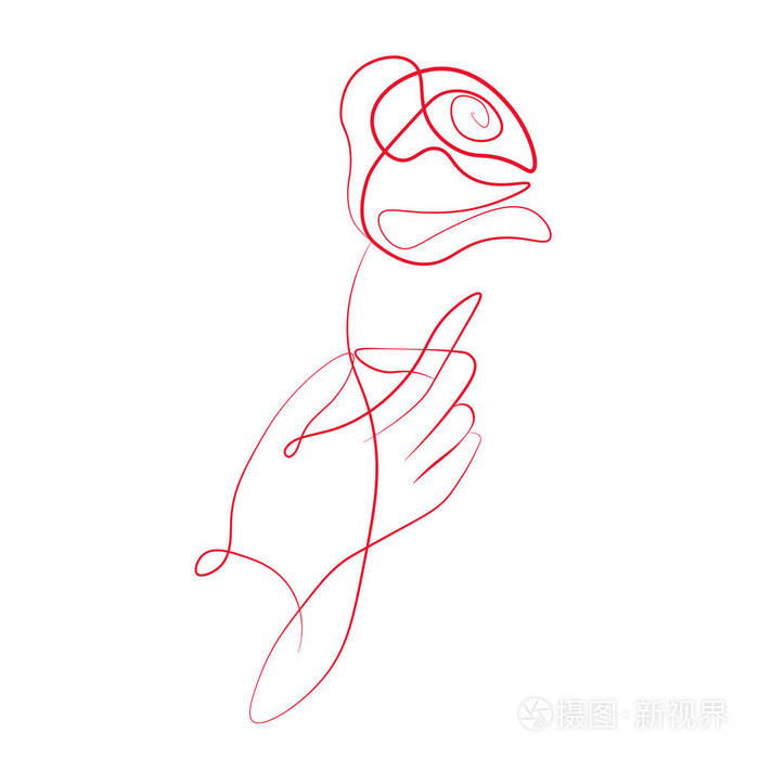 一幅线条画在手矢量插图中上升