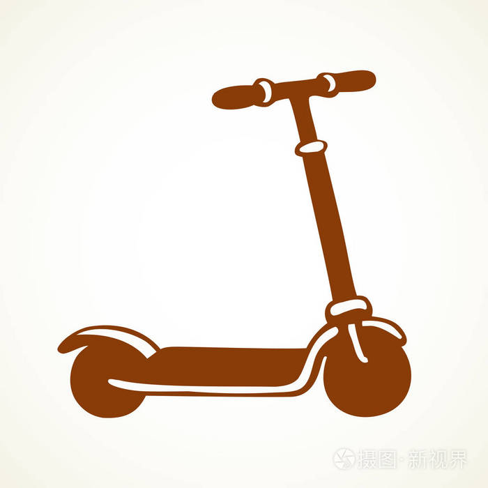 简单可爱的小滑板车孤立在白色的道路背景.