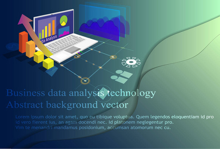 抽象业务数字数据分析计算机等距设计背景营销信息技术报告业务图形概念向量艺术和插图。