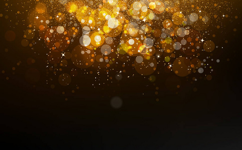 金色的星星落下的纸屑尘埃发光的微粒闪光闪光的闪光庆祝奖背景插图