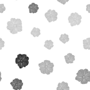 浅灰色矢量无缝涂鸦图案与花。 白色背景上自然风格的花。 名片网站模板。