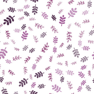 深粉红色矢量无缝涂鸦背景与叶枝。 抽象模板上带有涂鸦的插图。 窗帘窗帘的纹理。
