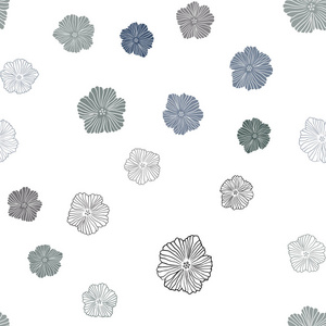 深蓝色绿色矢量无缝抽象图案与花。 创造性的插图在模糊的风格与花。 名片网站模板。