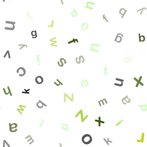 浅绿色矢量无缝纹理与ABC字符。现代几何插图与ABC英语符号。纺织品织物壁纸的设计。