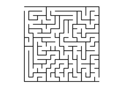 白色矢量背景与黑色迷宫。 白色背景上带有迷宫的抽象插图。 教育杂志书籍的模式。
