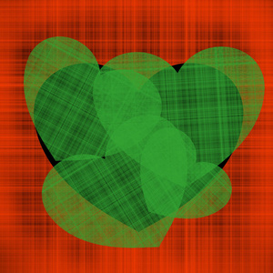 s day many green hearts of different sizes on a black heart on a