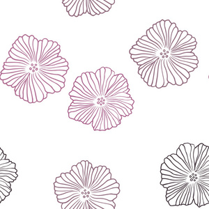 深粉红色矢量无缝自然图案与花。 带有涂鸦风格的花的抽象插图。 纺织品壁纸设计。