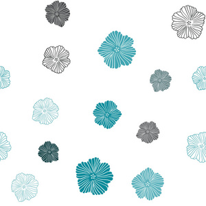 深蓝色矢量无缝涂鸦模板与花。 白色背景上自然风格的花。 织物壁纸设计图案。