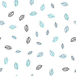 浅蓝色矢量无缝抽象背景与树叶。 带有梯度的模糊抽象背景上的叶子。 织物壁纸设计图案。