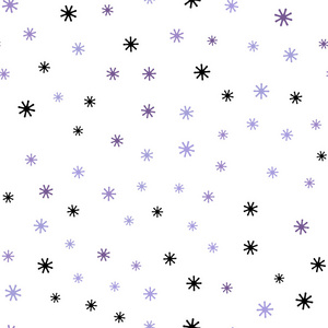 浅紫色矢量无缝模板与冰雪花。 用雪在抽象模板上闪耀着五颜六色的插图。 时尚面料壁纸的图案。
