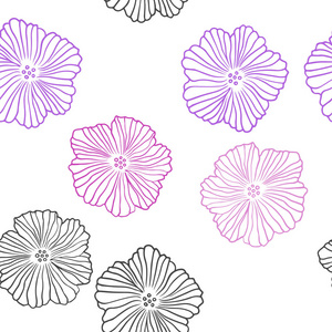 浅紫色粉红色矢量无缝抽象设计与花卉。 白色背景上自然风格的花。 织物壁纸设计图案。