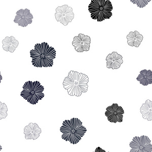 深灰色矢量无缝涂鸦背景与花。 白色背景上自然风格的花。 壁纸面料制造商的设计。