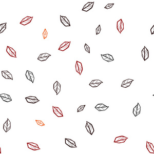 深红色黄色矢量无缝优雅的壁纸与叶子。 现代几何抽象插图与树叶。 时尚面料壁纸的图案。