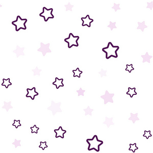 浅紫色粉红色矢量无缝覆盖小星星和大星星。 抽象模板上带有星星的装饰性闪亮插图。 壁纸面料制造商的设计。