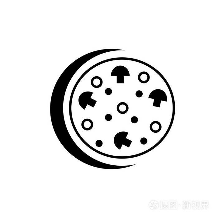 比萨饼平黑白矢量图标