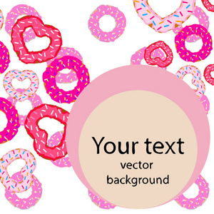 s Day, heart donut, greeting card, vector background