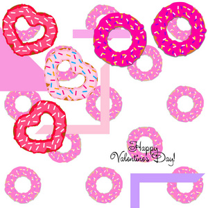 s Day, heart donut, greeting card, vector background