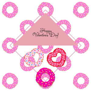 s Day, heart donut, greeting card, vector background