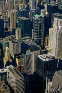 芝加哥市中心摩天大楼空中天际线
