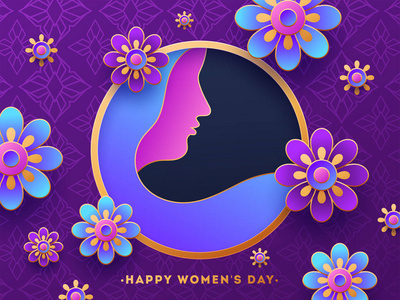 s Day poster or banner design with illustration of woman face an