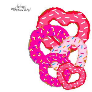 s Day, heart donut, greeting card, vector background