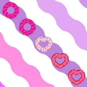 s Day, heart donut, greeting card, vector background