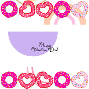 s Day, heart donut, greeting card, vector background