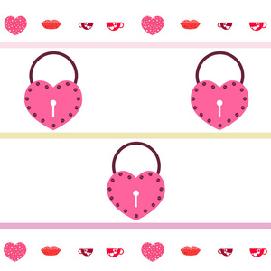 s Day, mug, lock, lips, heart, vector background