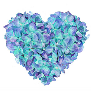 s day, love, valentine, watercolor, hydrangea, spring, heart, fl