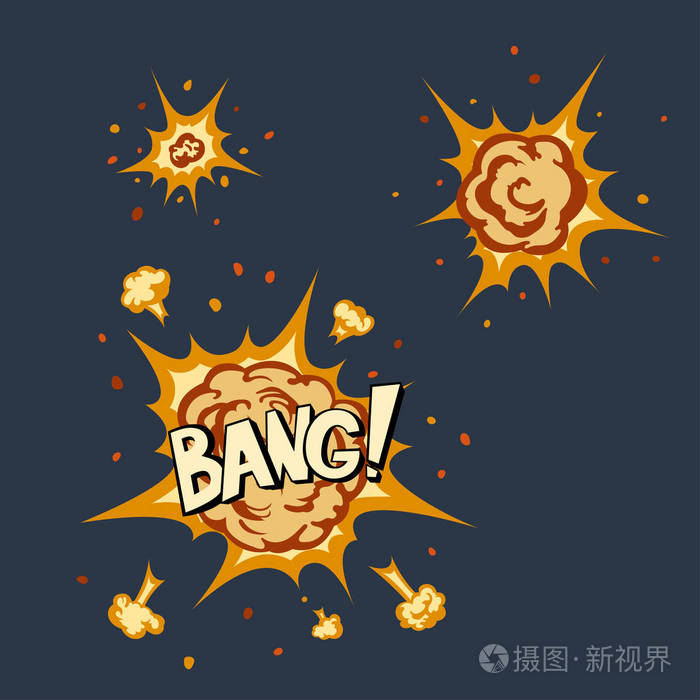 卡通风格的爆炸动画.漫画爆炸的孤立图像"砰 图标