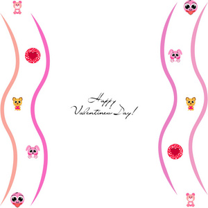 s Day, cat, bunny, bear, heart,smiley, vector background