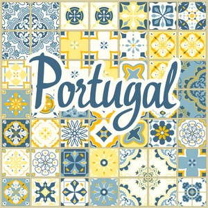 与葡萄牙瓷砖的无缝模式。矢量图的 Azulejo 白色背景上。地中海风格。多色的设计