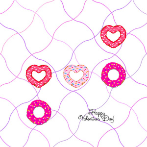 s Day, heart donut, greeting card, vector background