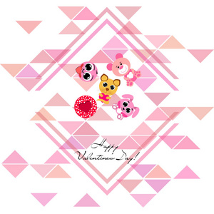 s Day, cat, bunny, bear, heart,smiley, vector background