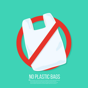 没有塑料袋图标矢量平面设计。