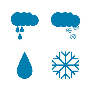 向量例证。一组天气图标。扁平风格
