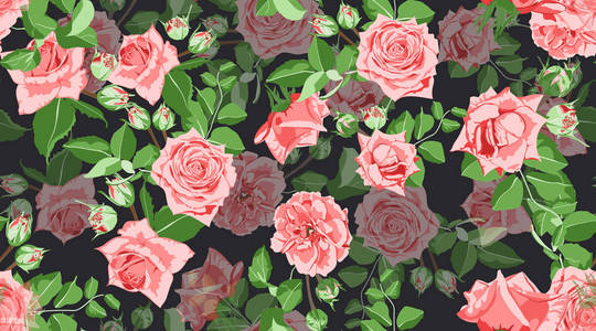 玫瑰无缝图案在复古风格