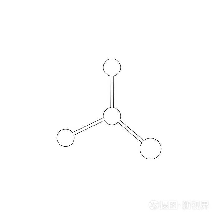 分子. 简单的平面矢量图标插图. 轮廓线符号可编辑笔画