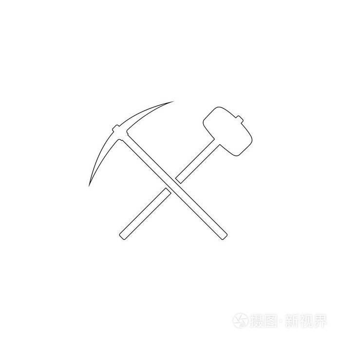 斧头. 简单的平面矢量图标插图. 轮廓线符号可编辑笔画