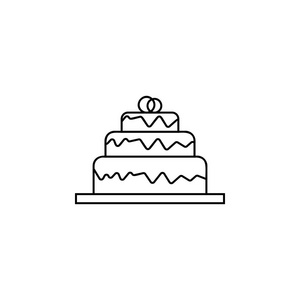 婚礼蛋糕图标。用于移动概念和网络应用程序插图的婚礼元素。瘦线图标进行网站设计开发，APP开发..白色背景的高级图标
