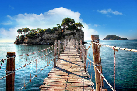 s a rope bridge. It is located in Zakynthos, Greece.