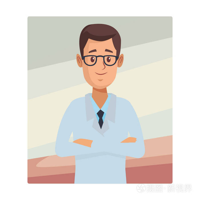 药房药剂师上身卡通