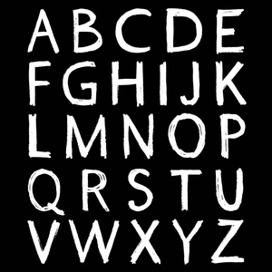 手绘字母表。 书法字体。 现代刷子刻字。 格朗格风格的字母表。